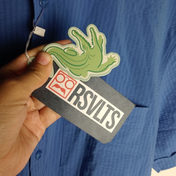 Men's RSVLTS Regatta-Stretch Seersucker Short Sleeve Shirt Size M - Picture 10 of 14